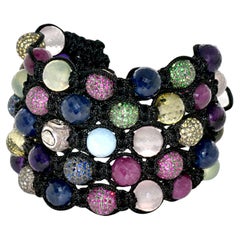 Multi Gemstone Sewn Pave Beads Handmade Bracelet