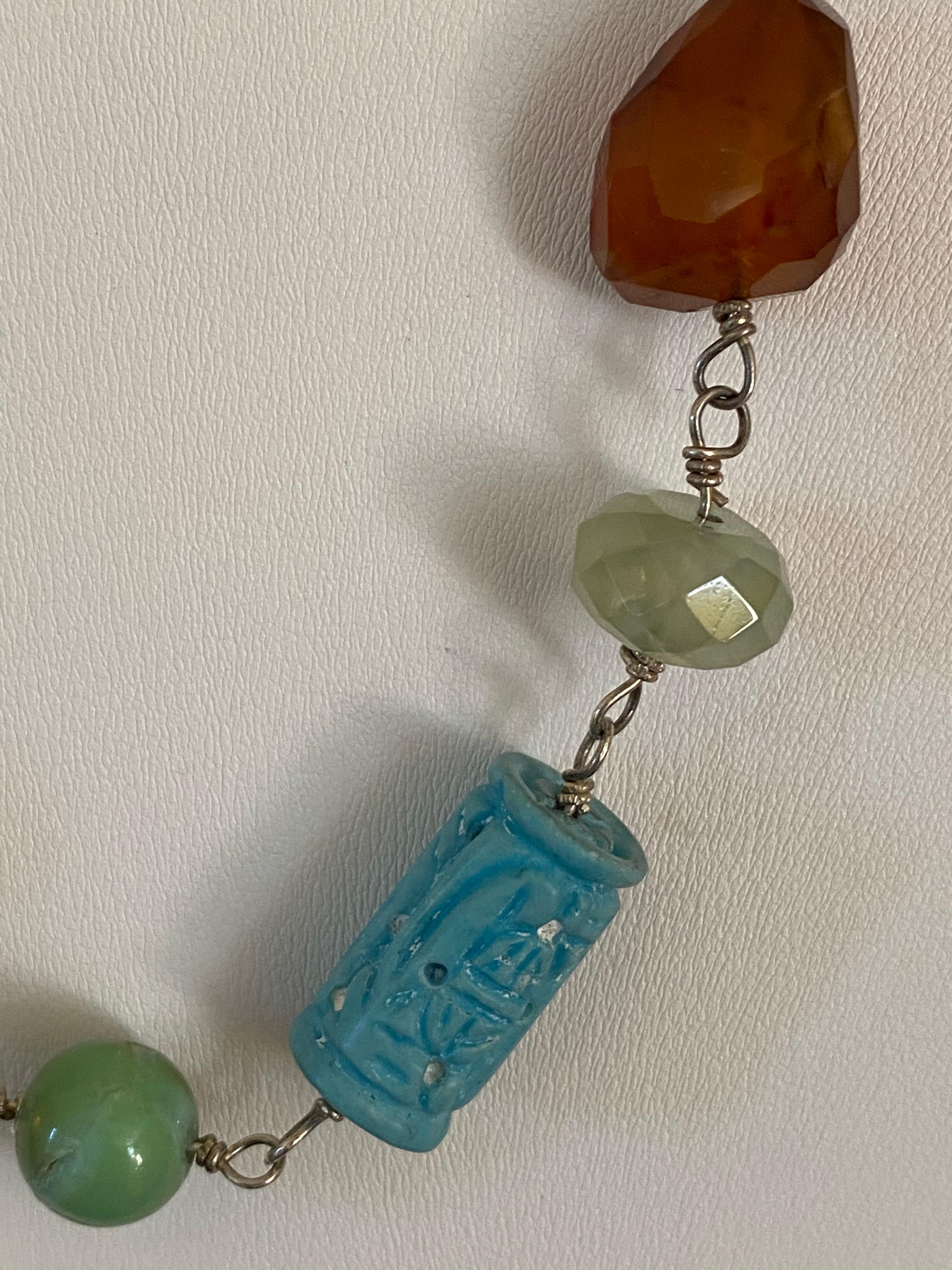 multi color gemstone necklace silver