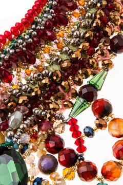 Multi Gemstone Swarovski Crystal-Embellished Carnelian Fringe Collar Necklace