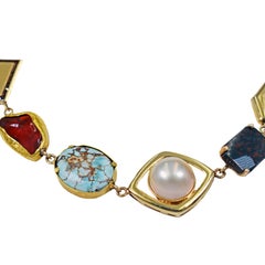 Multi-Gemstone, Vintage Pendant and Ancient Coin 14 Karat Gold Bohemian Necklace