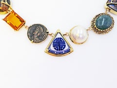 Multi-Gemstone, Vintage Pendant and Ancient Coin Bohemian Necklace