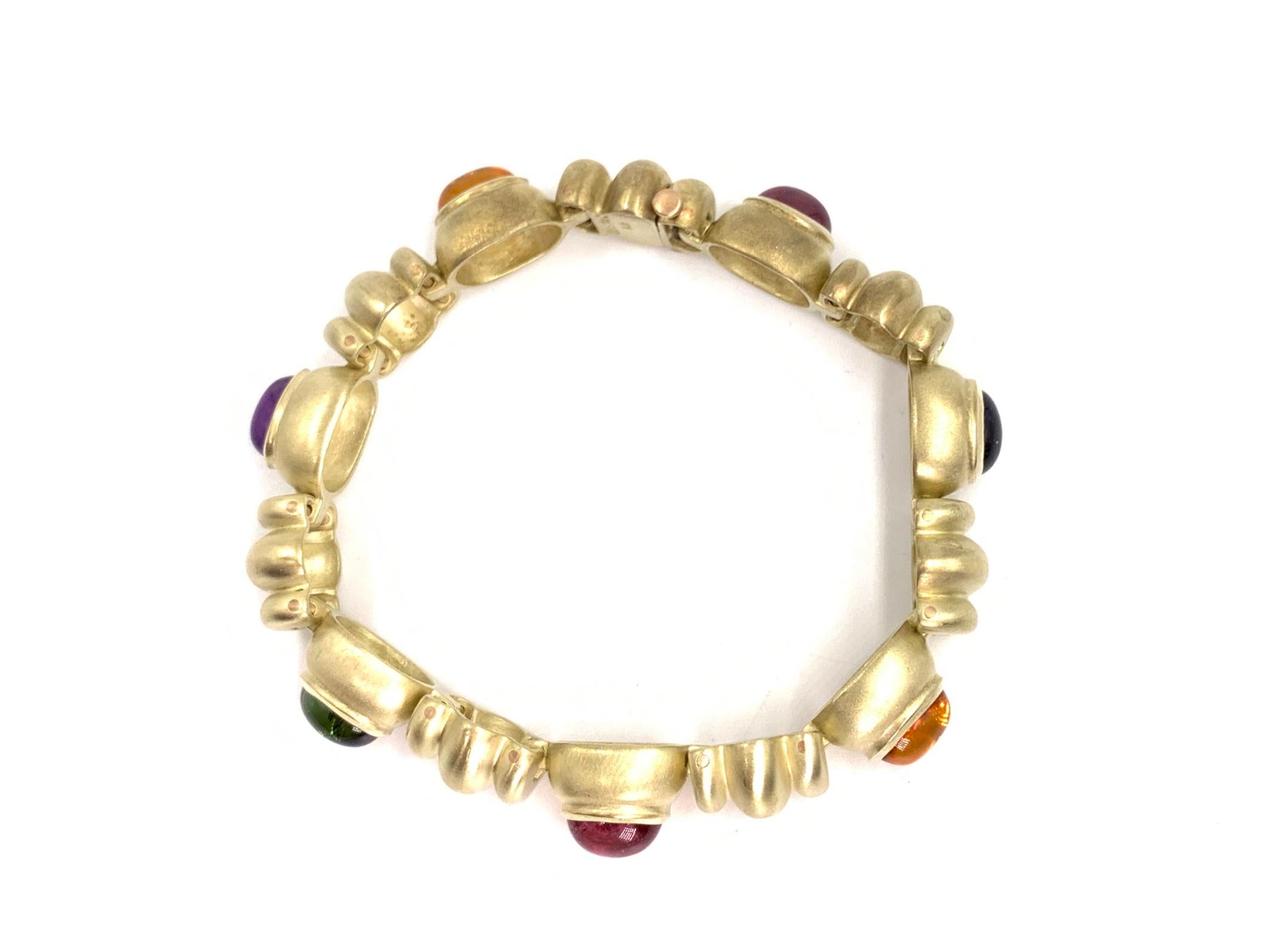 Women's Multi-Gemstone Yellow Gold Bracelet For Sale