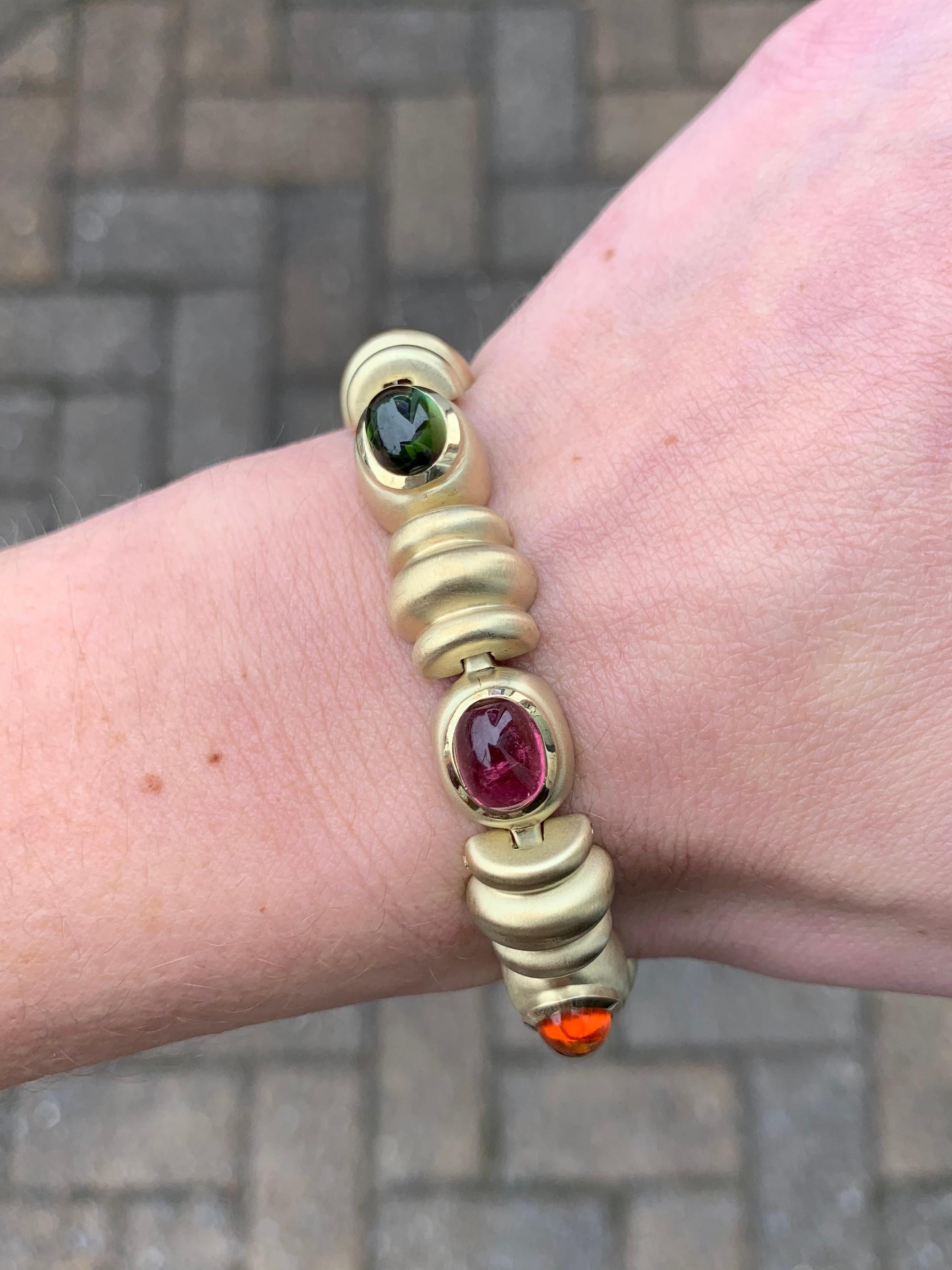 Multi-Gemstone Yellow Gold Bracelet For Sale 2