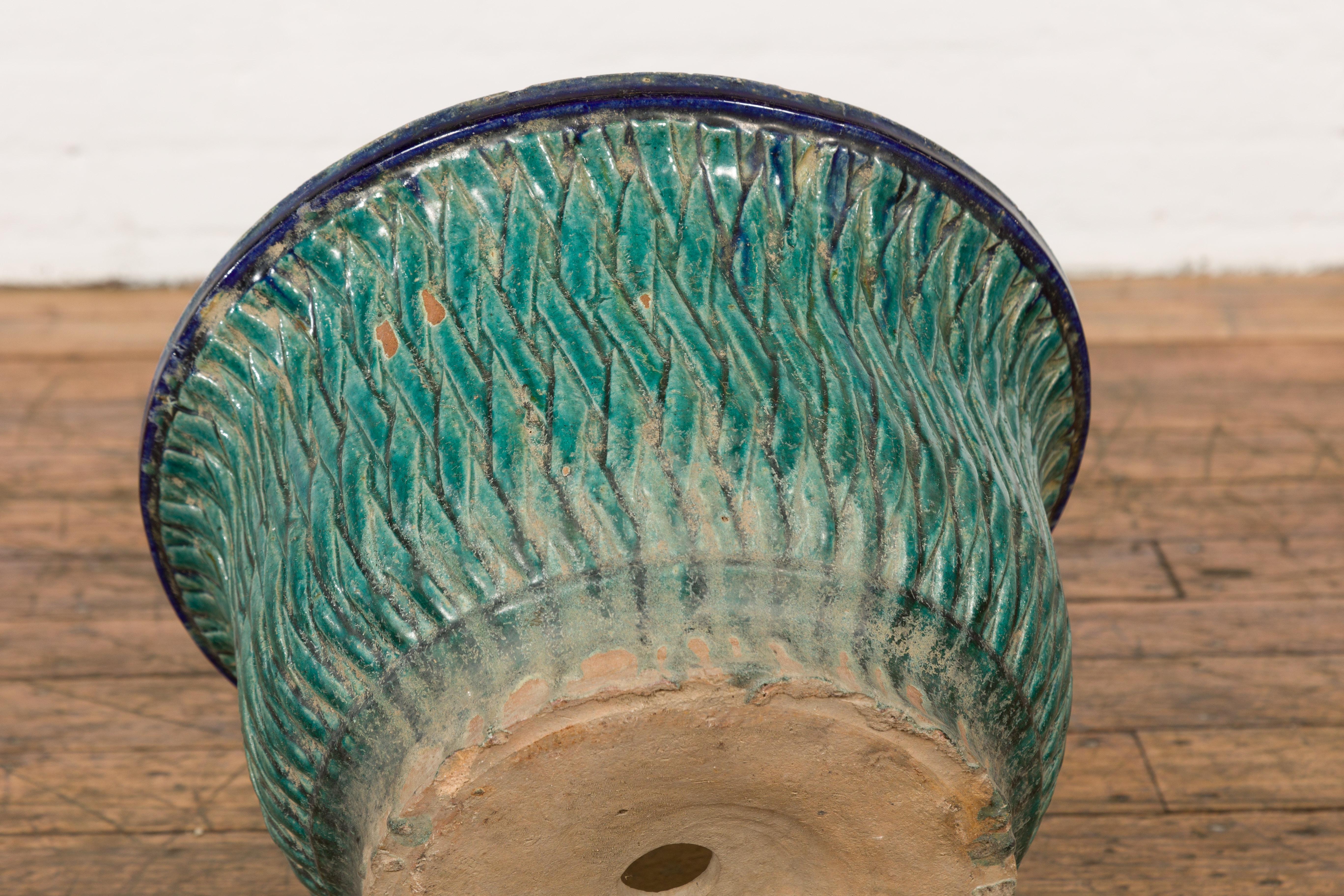 Multi-Glaze Planter with Green and Blue Accents, Qing Dynasty Period 5