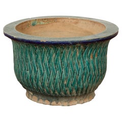 Multi-Glaze Planter with Green and Blue Accents, Qing Dynasty Period