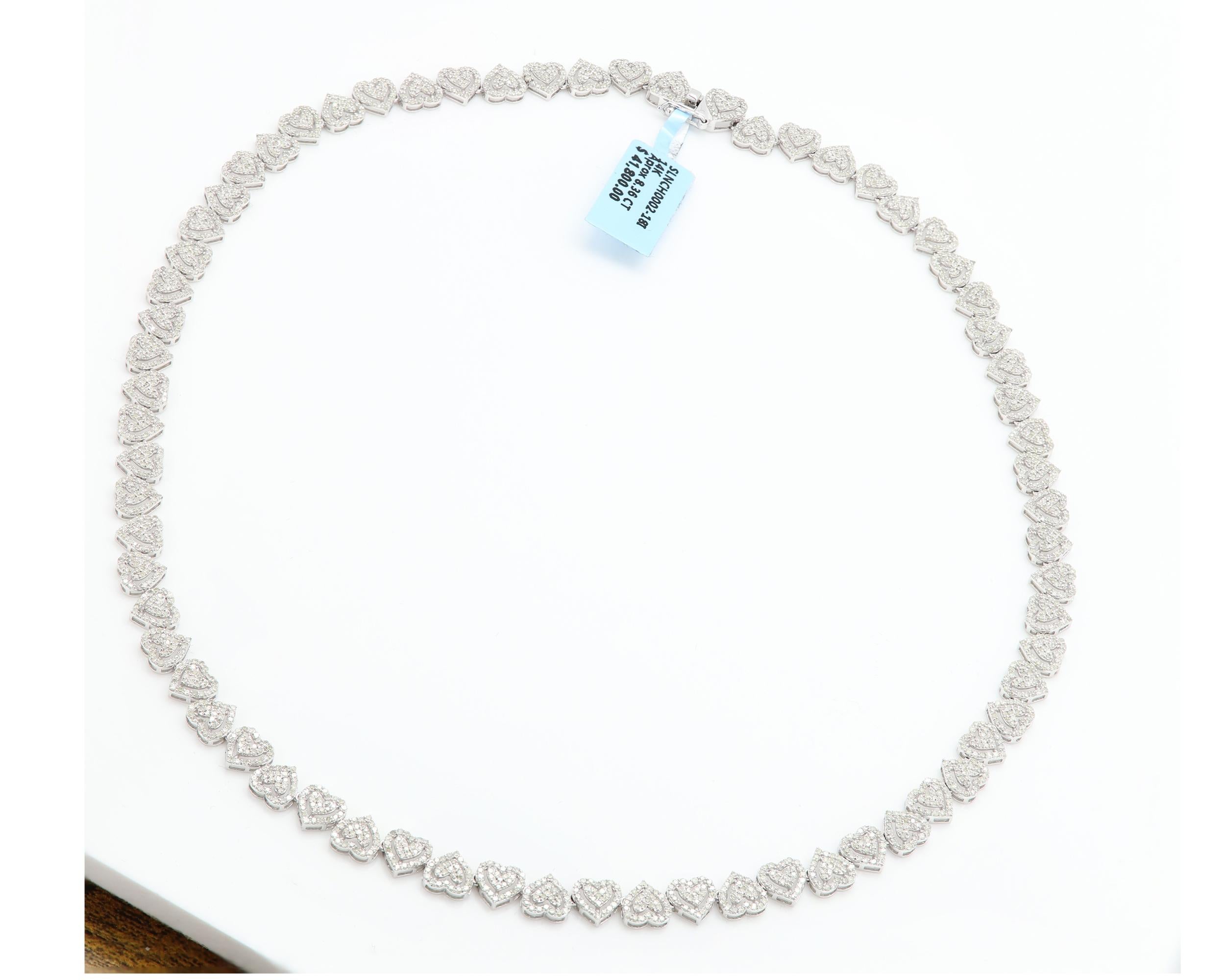 De las mujeres Collar Multi Corazón Oro Blanco 14k y Diamantes naturales en venta