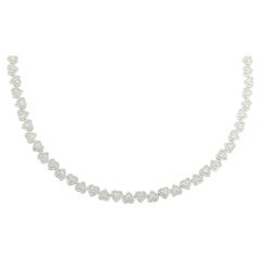Collar Multi Corazón Oro Blanco 14k y Diamantes naturales