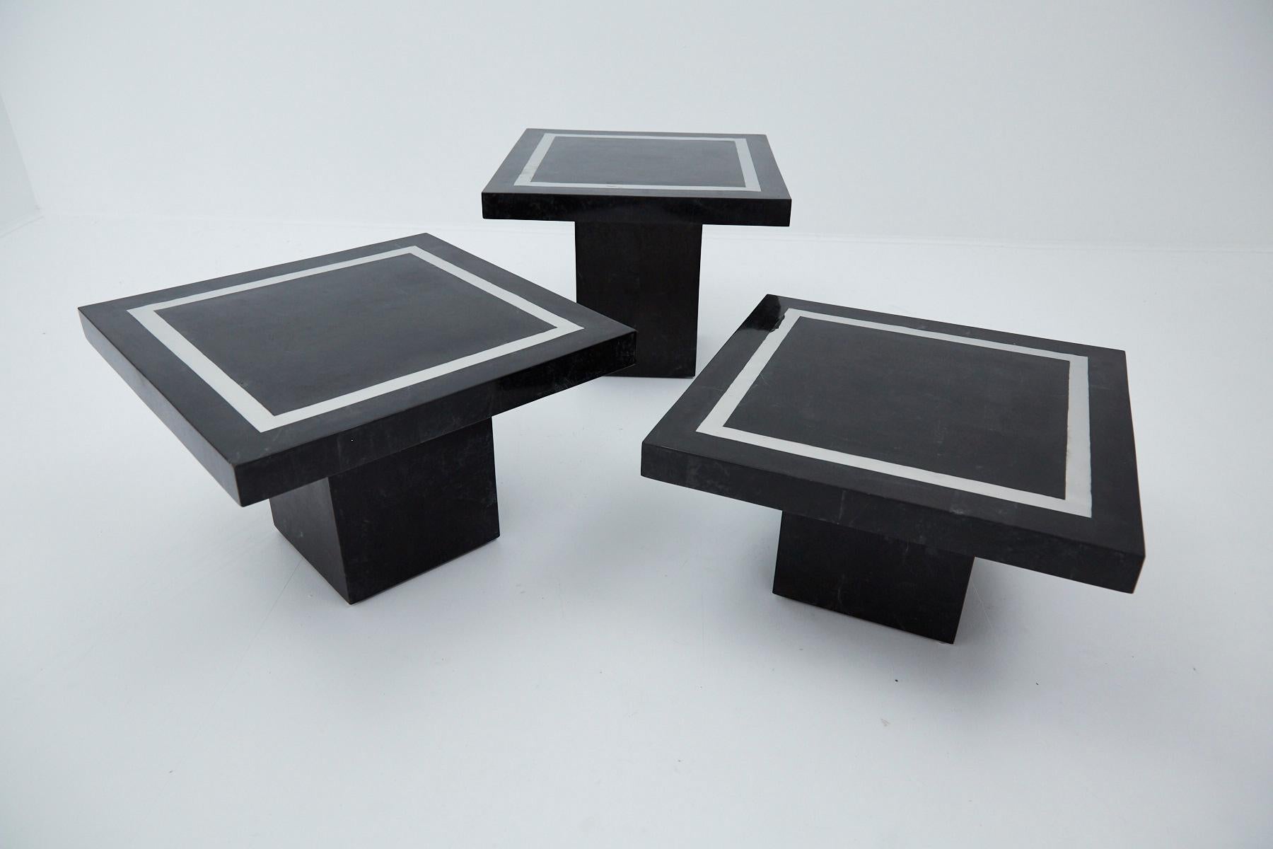 Multi-Height Set of Three Tessellated Stone Square 