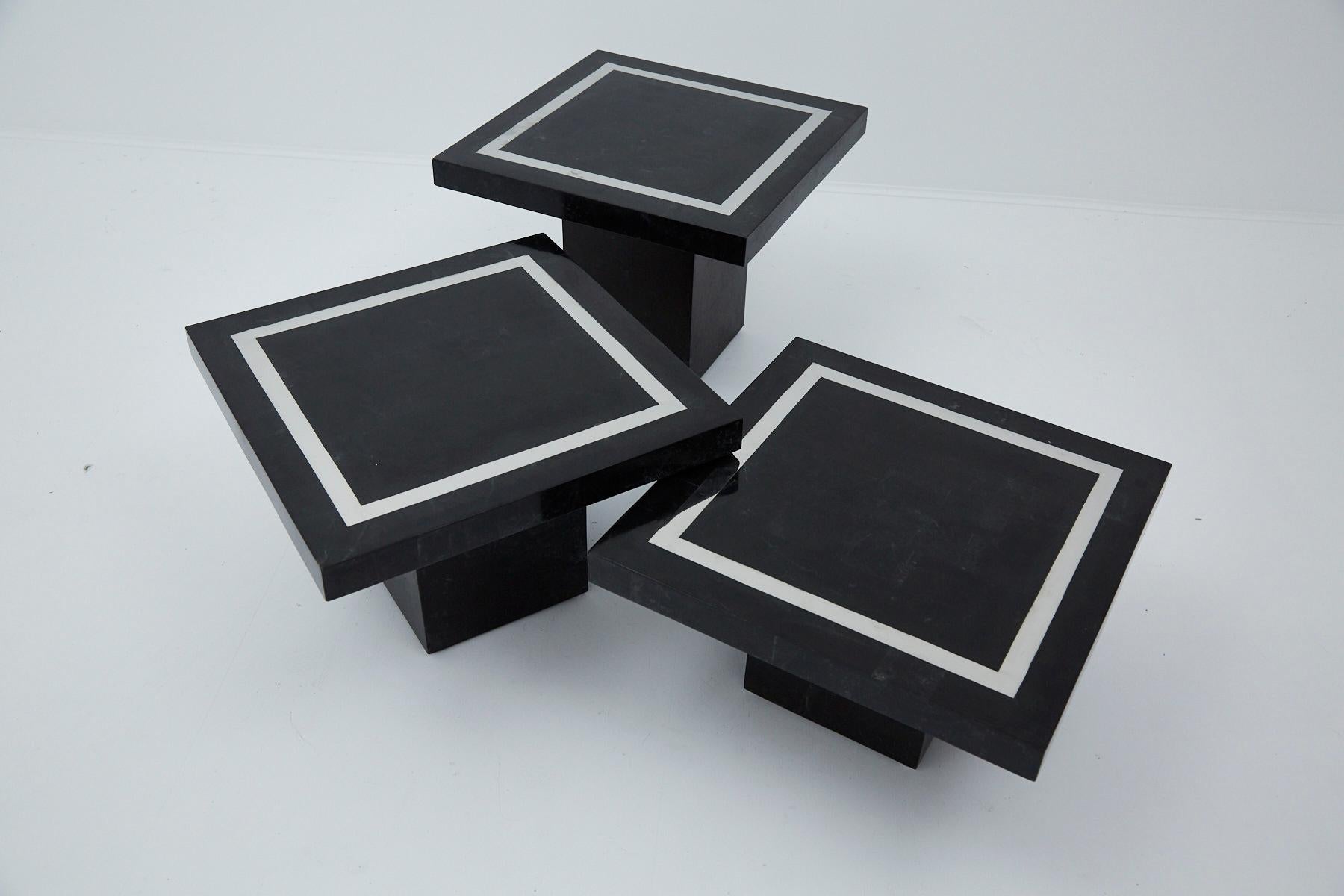 Multi-Height Set of Three Tessellated Stone Square 