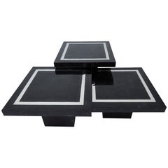 Multi-Height Set of Three Tessellated Stone Square "Mushroom" Tables, 1990s