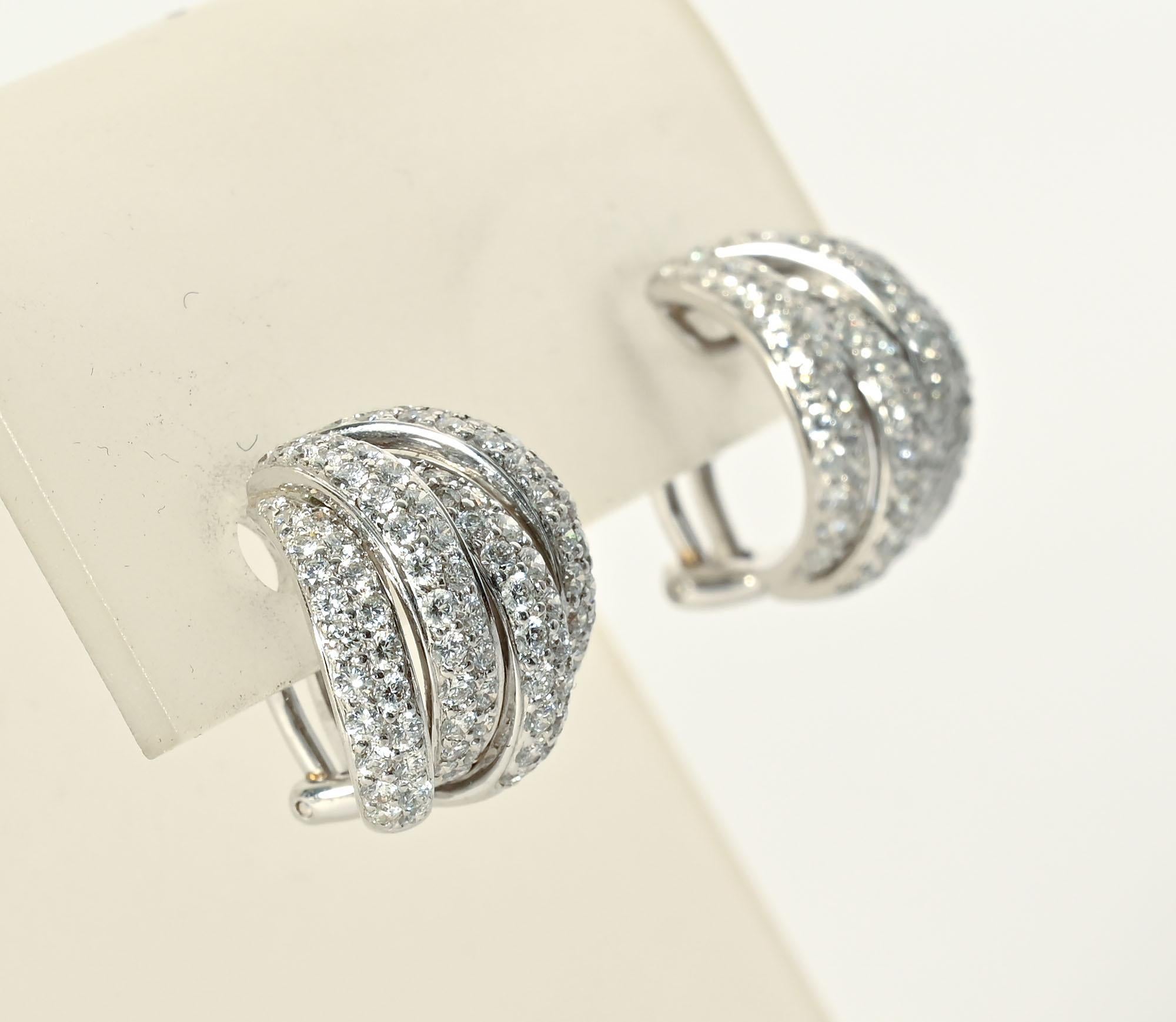Modern Multi Hoop Diamond Earrings For Sale