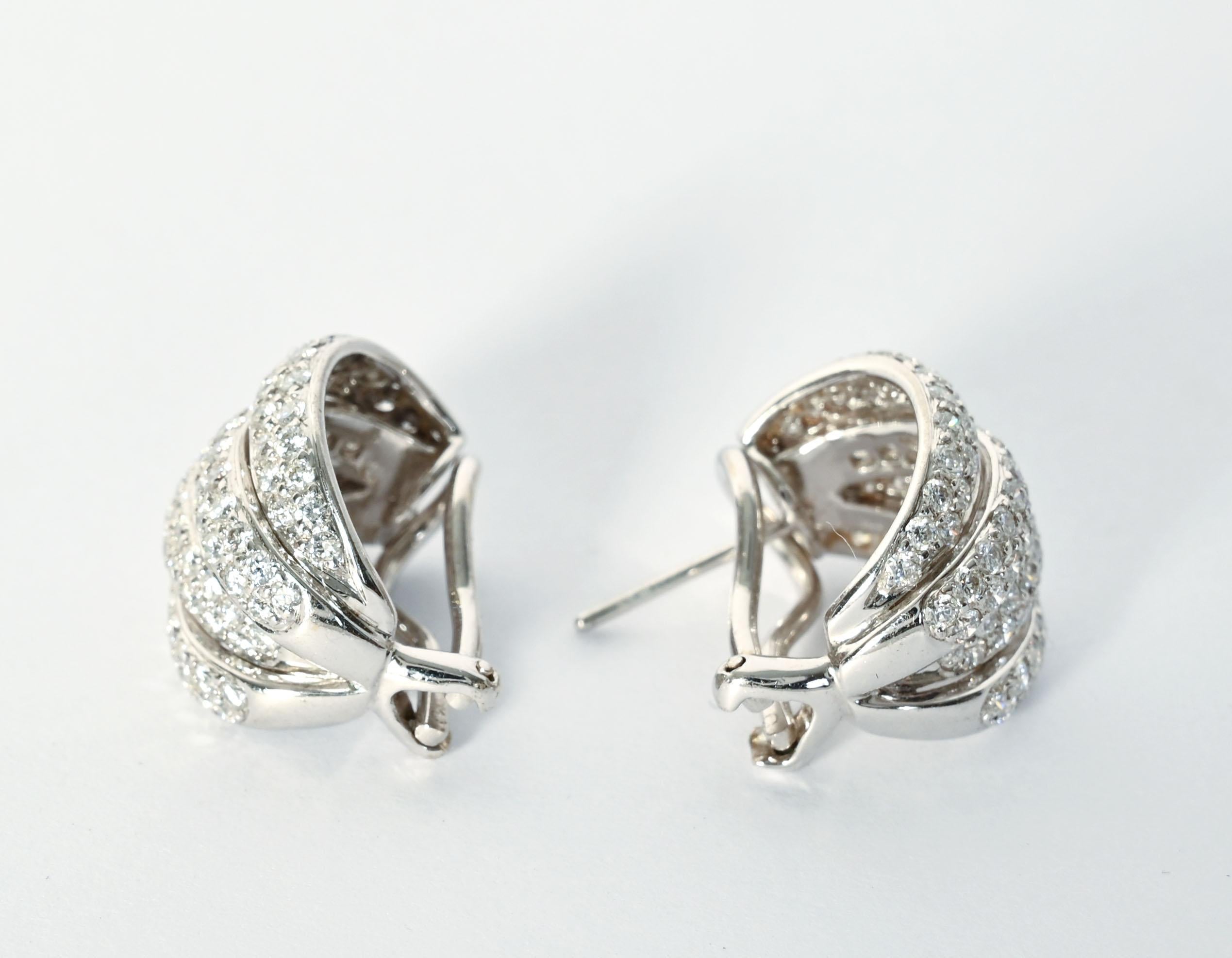 Brilliant Cut Multi Hoop Diamond Earrings For Sale