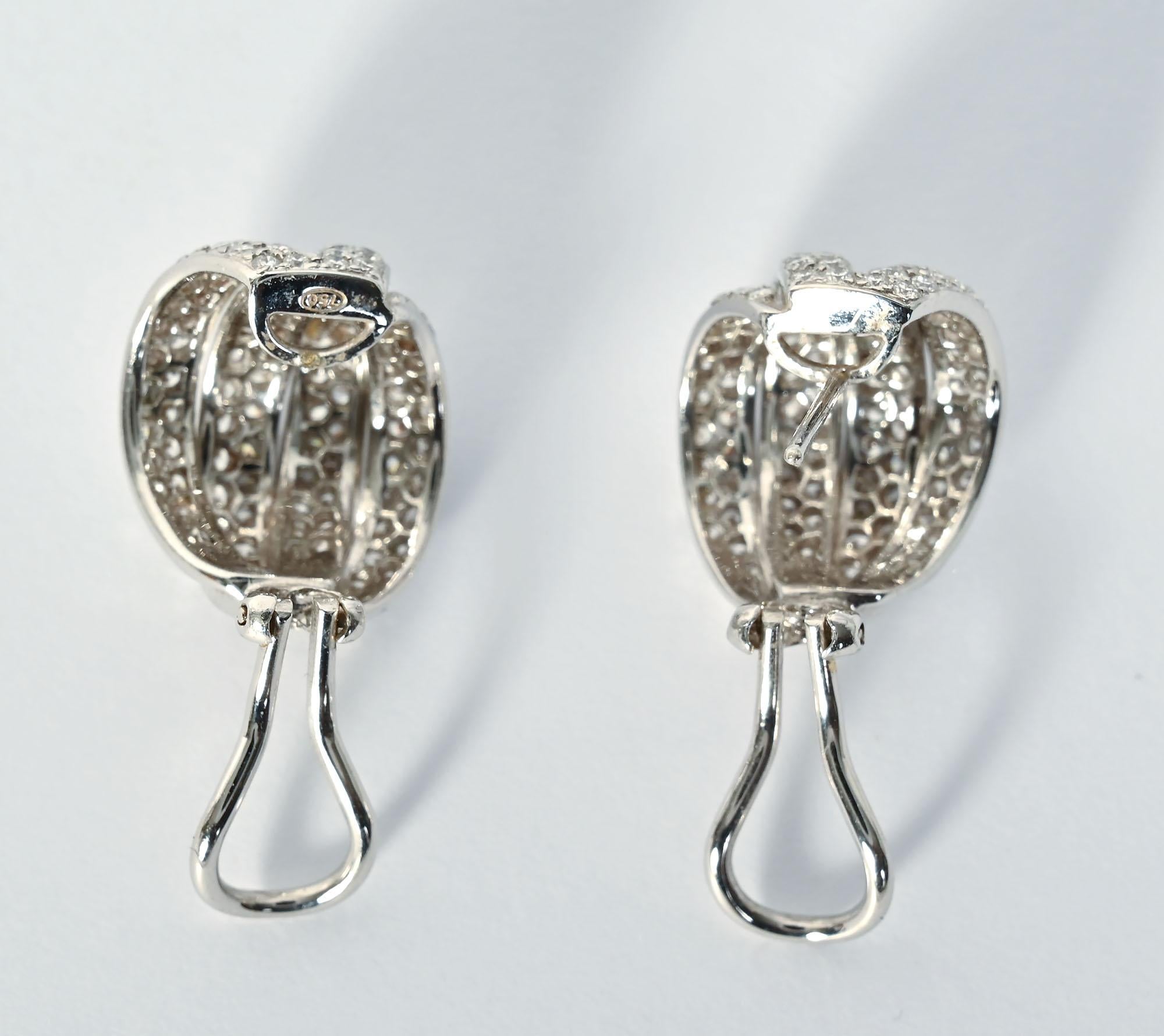 Multi Hoop Diamond Earrings In Good Condition For Sale In Darnestown, MD