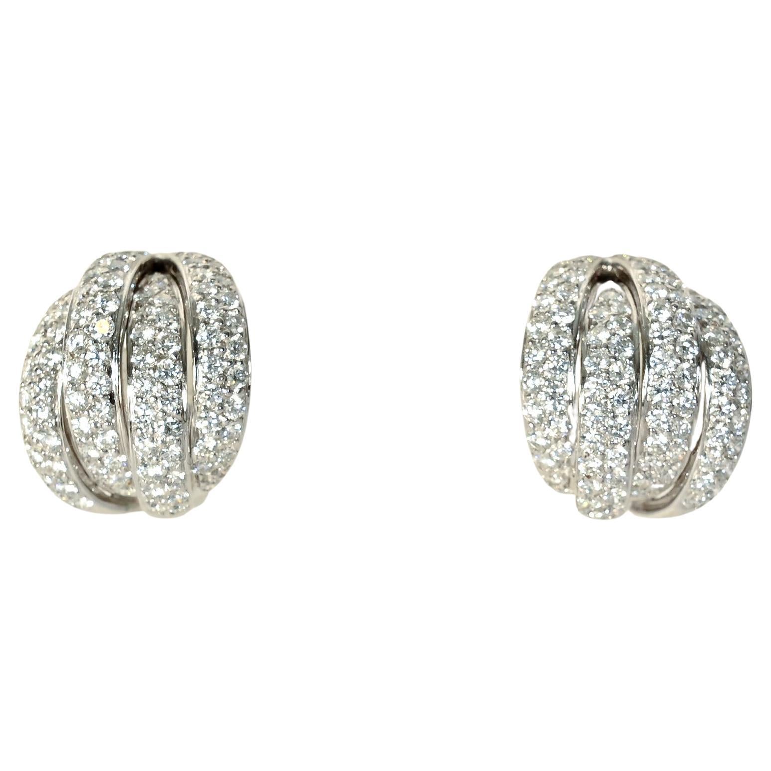 Multi Hoop Diamond Earrings For Sale