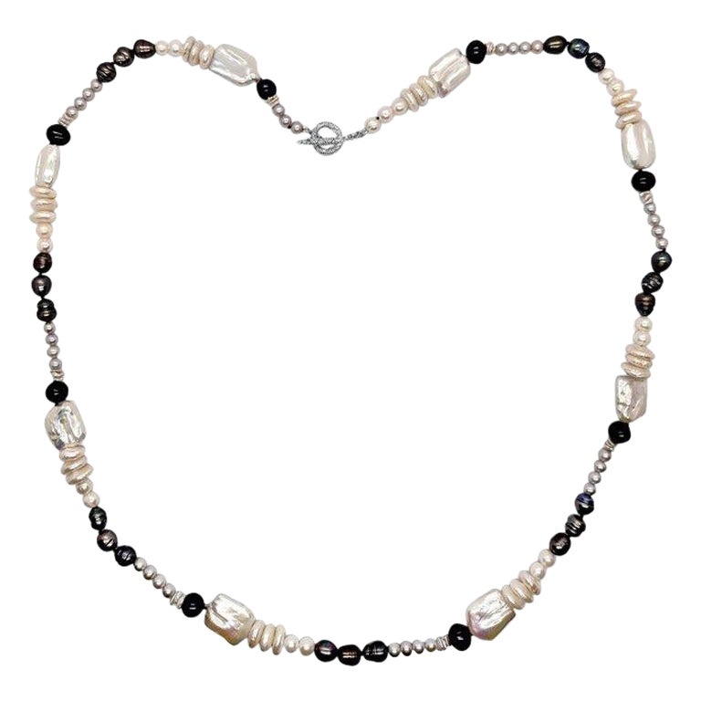 Collar de perlas multicolor en plata de ley