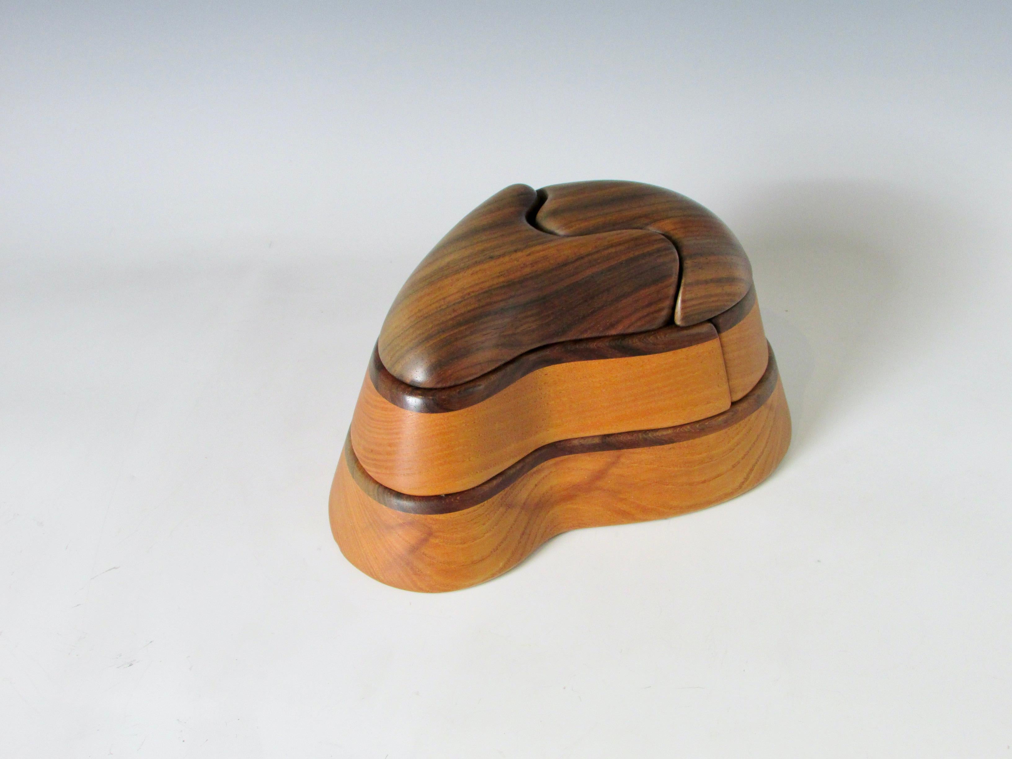 Multi Jointed Organic Form Rosewood and Ash Dresser Top Jewelry Trinket Box For Sale 3