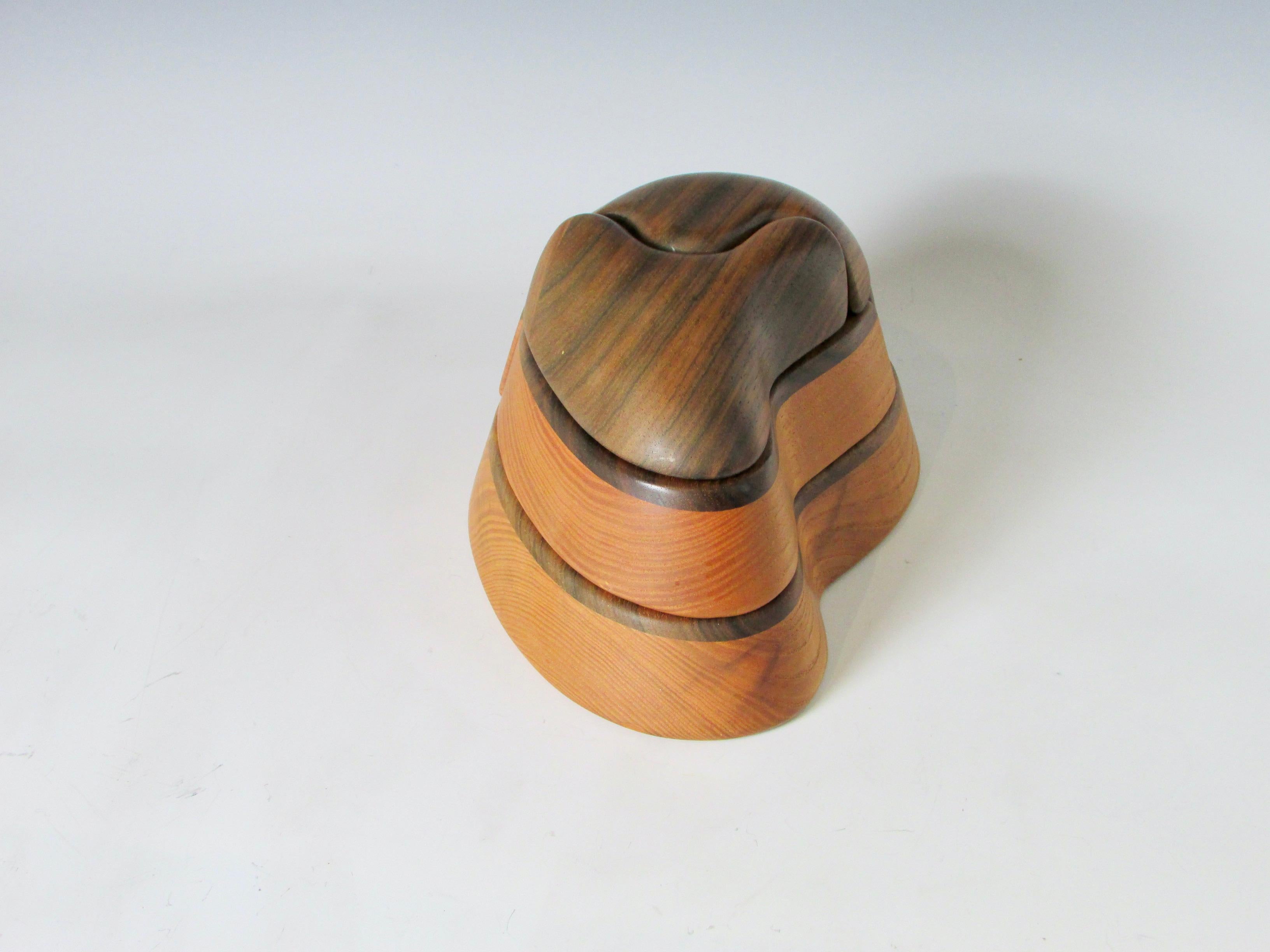 Multi Jointed Organic Form Rosewood and Ash Dresser Top Jewelry Trinket Box  For Sale 2