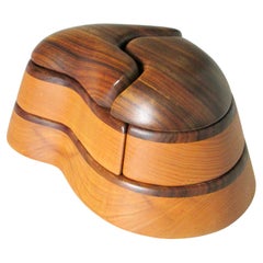 Multi Jointed Organic Form Rosewood and Ash Dresser Top Jewelry Trinket Box 