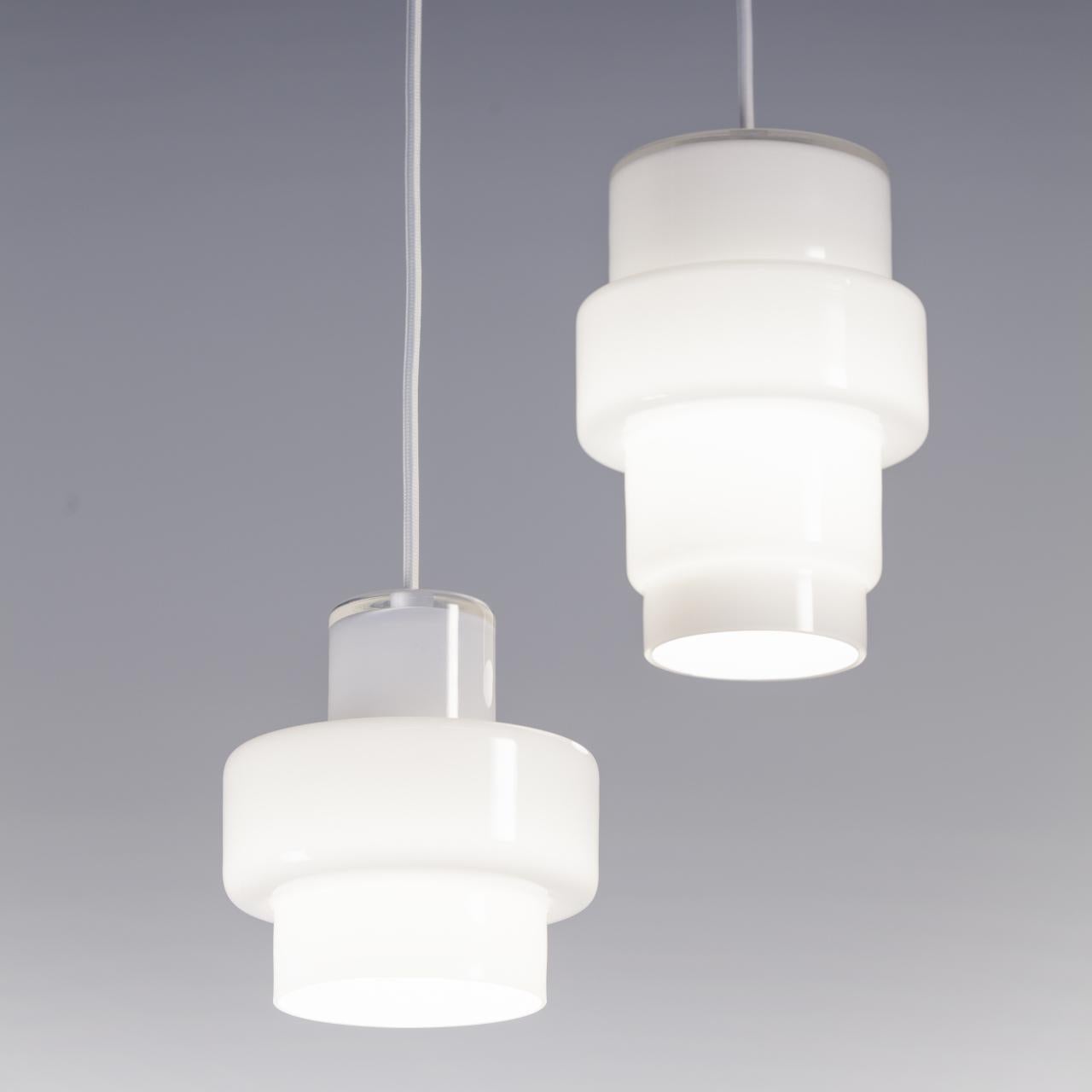 Scandinavian Modern 'Multi L' Glass Pendant in White by Jokinen and Konu for Innolux For Sale