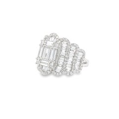 Maurice Fine Jewelry - Anillo de diamantes redondos y baguette multicapa