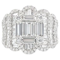 Maurice Fine Jewelry - Anillo de diamantes redondos y baguette multicapa