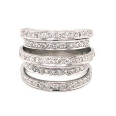 Multi-Layer Round Brilliant Cut Diamond Cocktail Band in White Gold