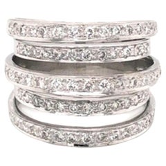 Multi-Layer Round Brilliant Cut Diamond Cocktail Band in White Gold