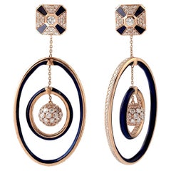 Multi Layered Ceramic Dangle Earrings with Diamonds Made in 18k Gold