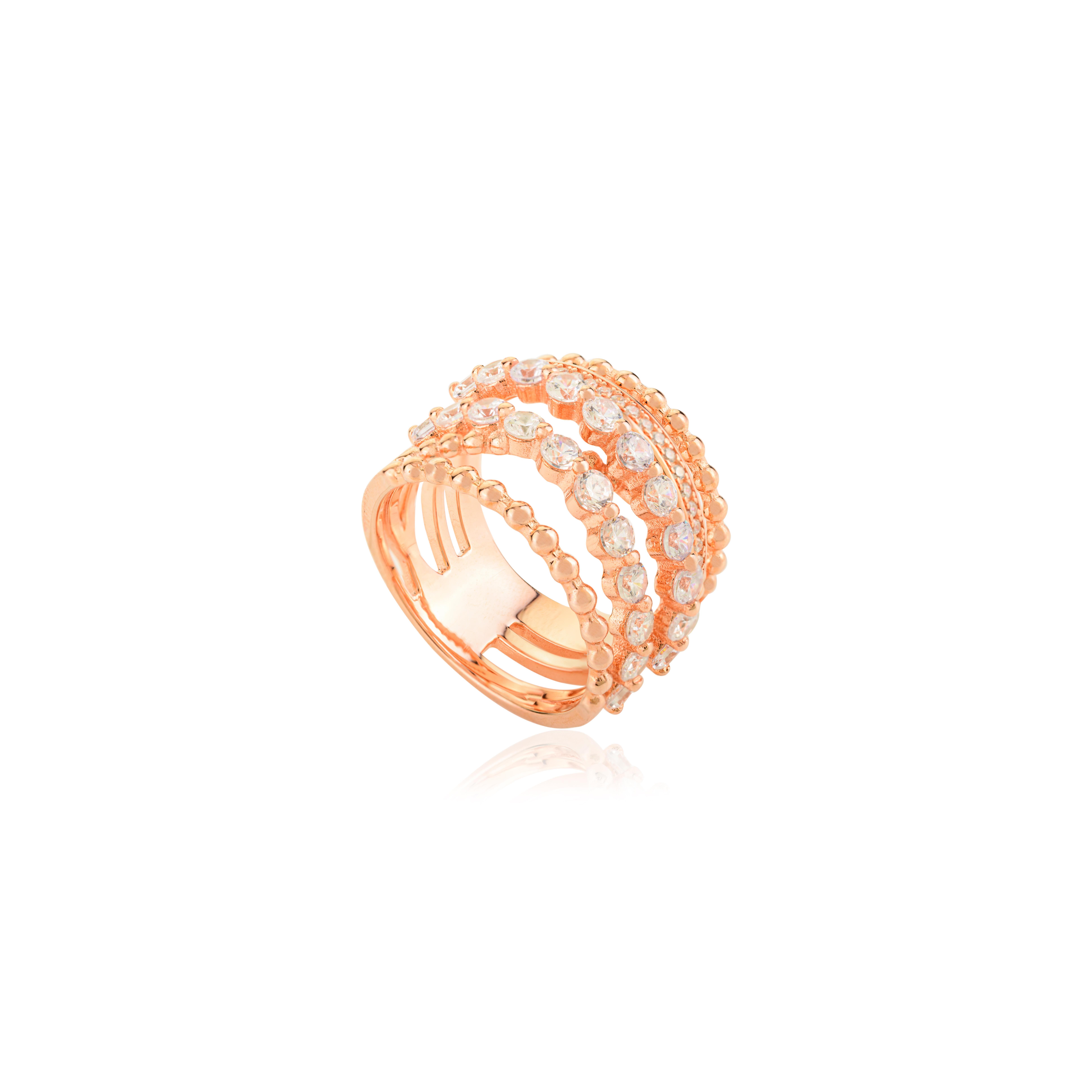 Im Angebot: Mehrschichtiger Cosmic Chunky Ehering für Frauen aus 925 Sterling Silber () 3