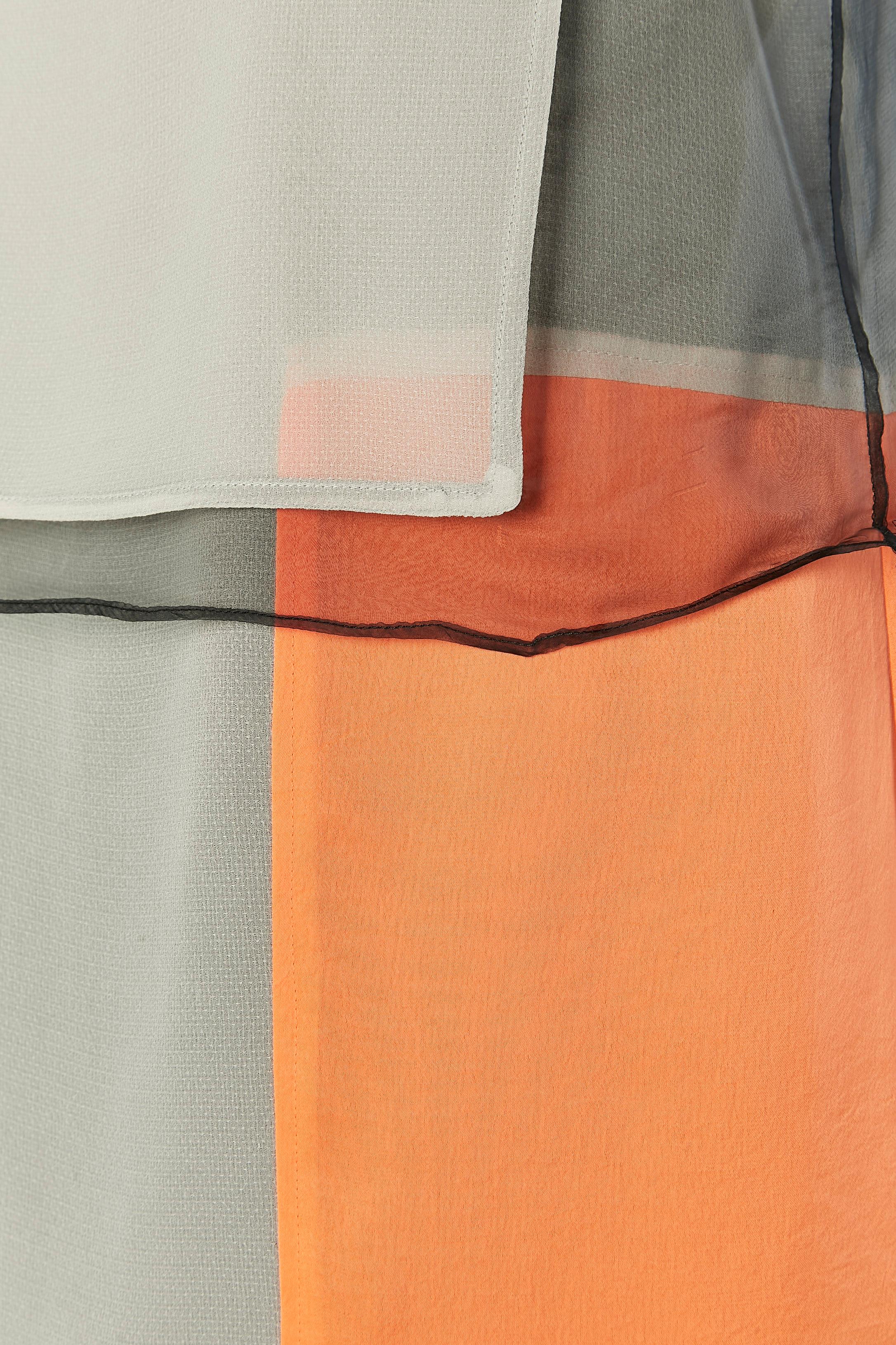 Beige Robe multicolore sans manches HELMUT LANG en vente