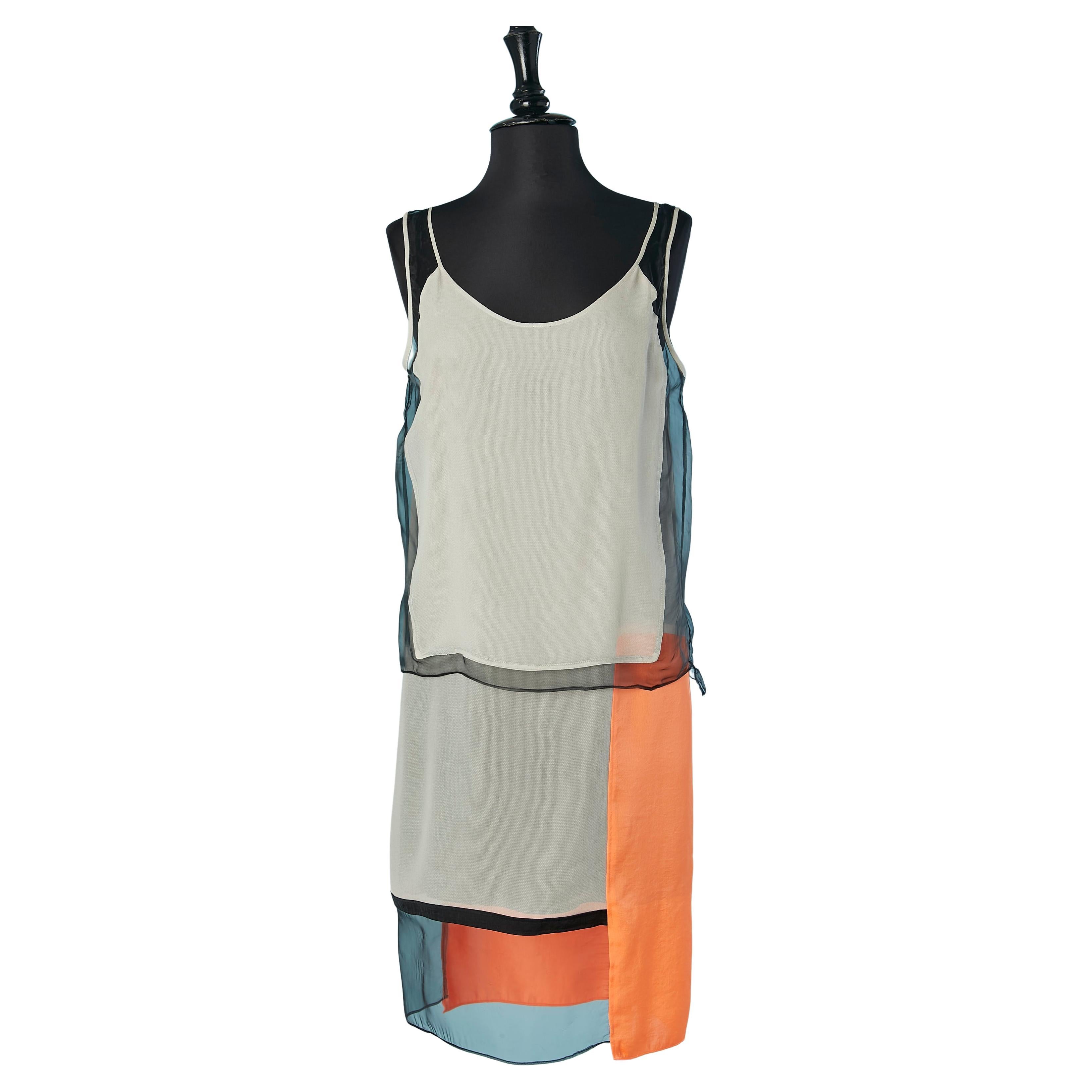 Mehrlagiges ärmelloses Kleid im Farbblock-Design HELMUT LANG