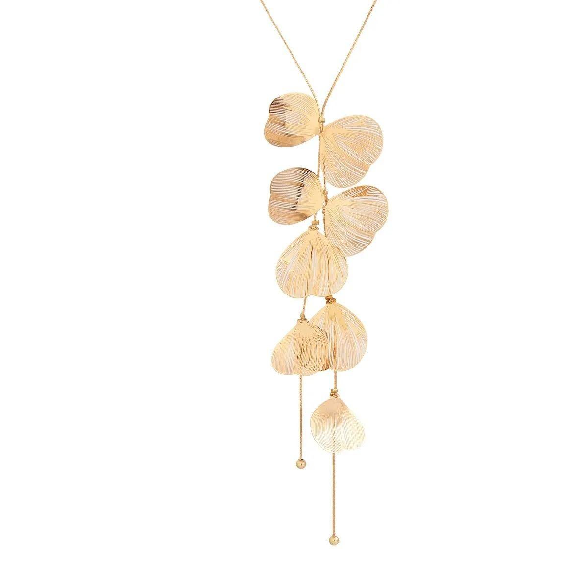 Simply Beautiful! Multi Leaf Design Gold Tone Copper Drop Statement Vintage Pendant Necklace. This Versatile Necklace is so easy to wear. Hand-crafted High-Quality Copper Gold tone mounting, adding a touch of elegance and sophistication to any