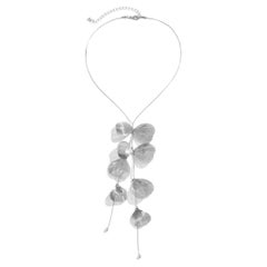 Multi Leaf Design Silver on Copper Drop Statement Vintage Pendant Necklace