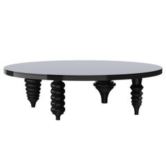 Black Multi Leg Low Table High Gloss with glass top
