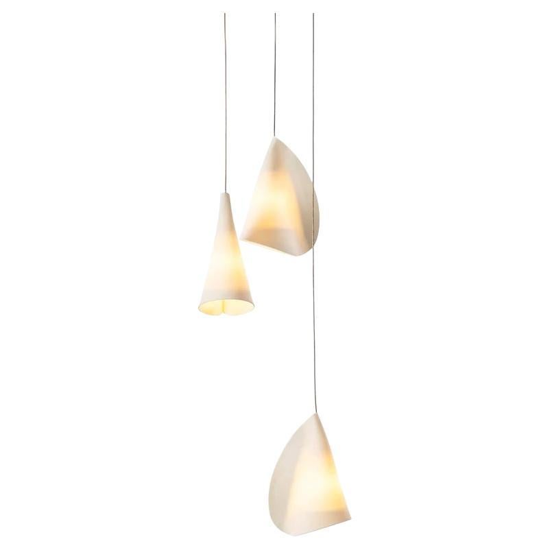 Multi-Light Porcelain Suspension 21 Serie 3 Pendants For Sale