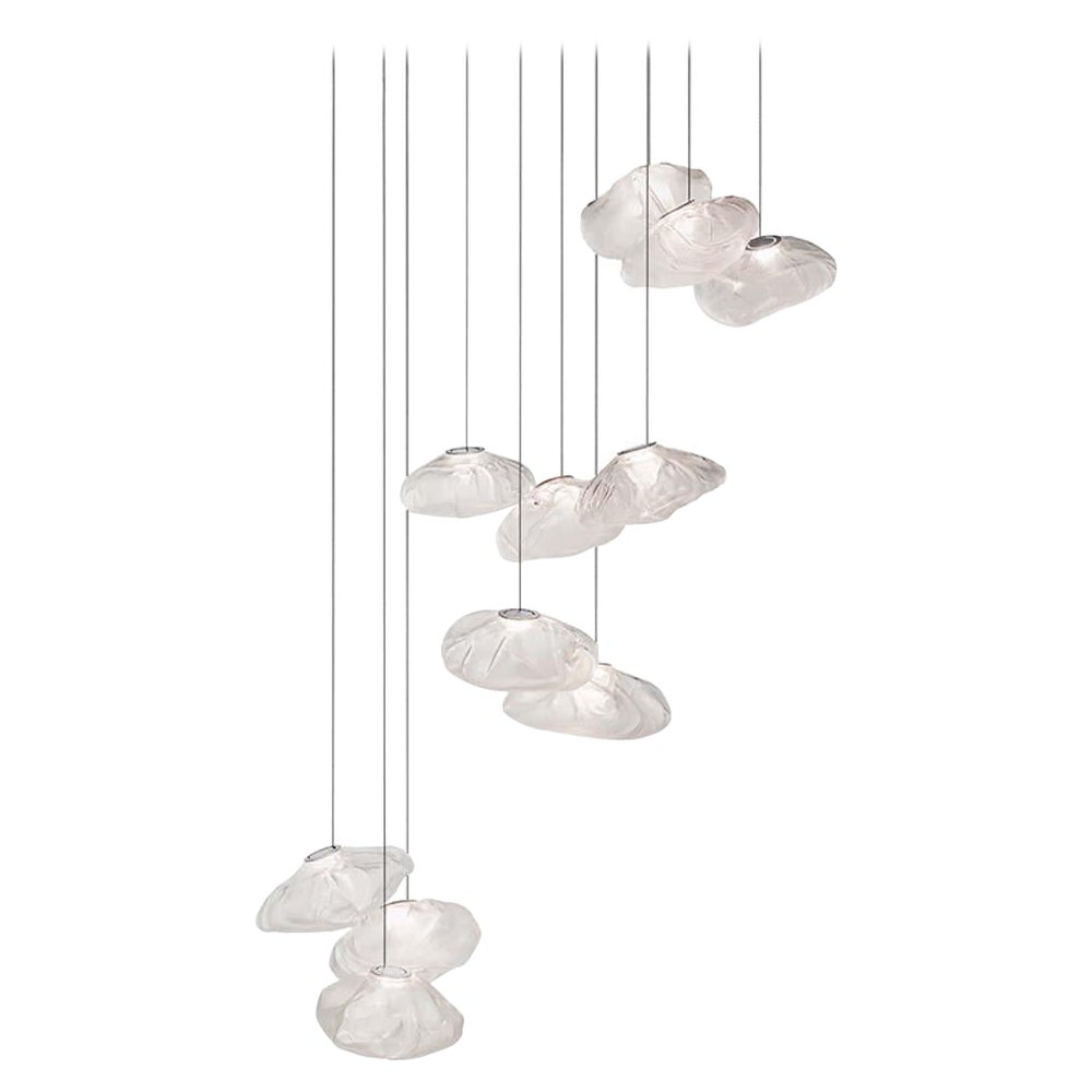 Multi-light suspension 73 Serie 11 pendant fixture clear glass For Sale