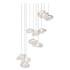 Multi-light suspension 73 Serie 11 pendant fixture clear glass