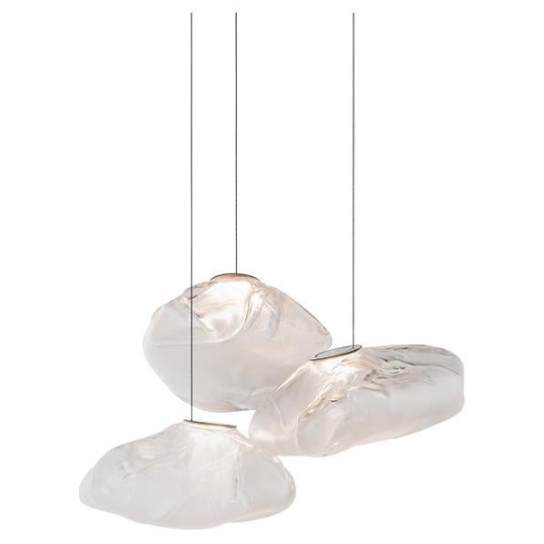 Multi-light suspension 73 Serie 3 pendant fixture clear glass For Sale