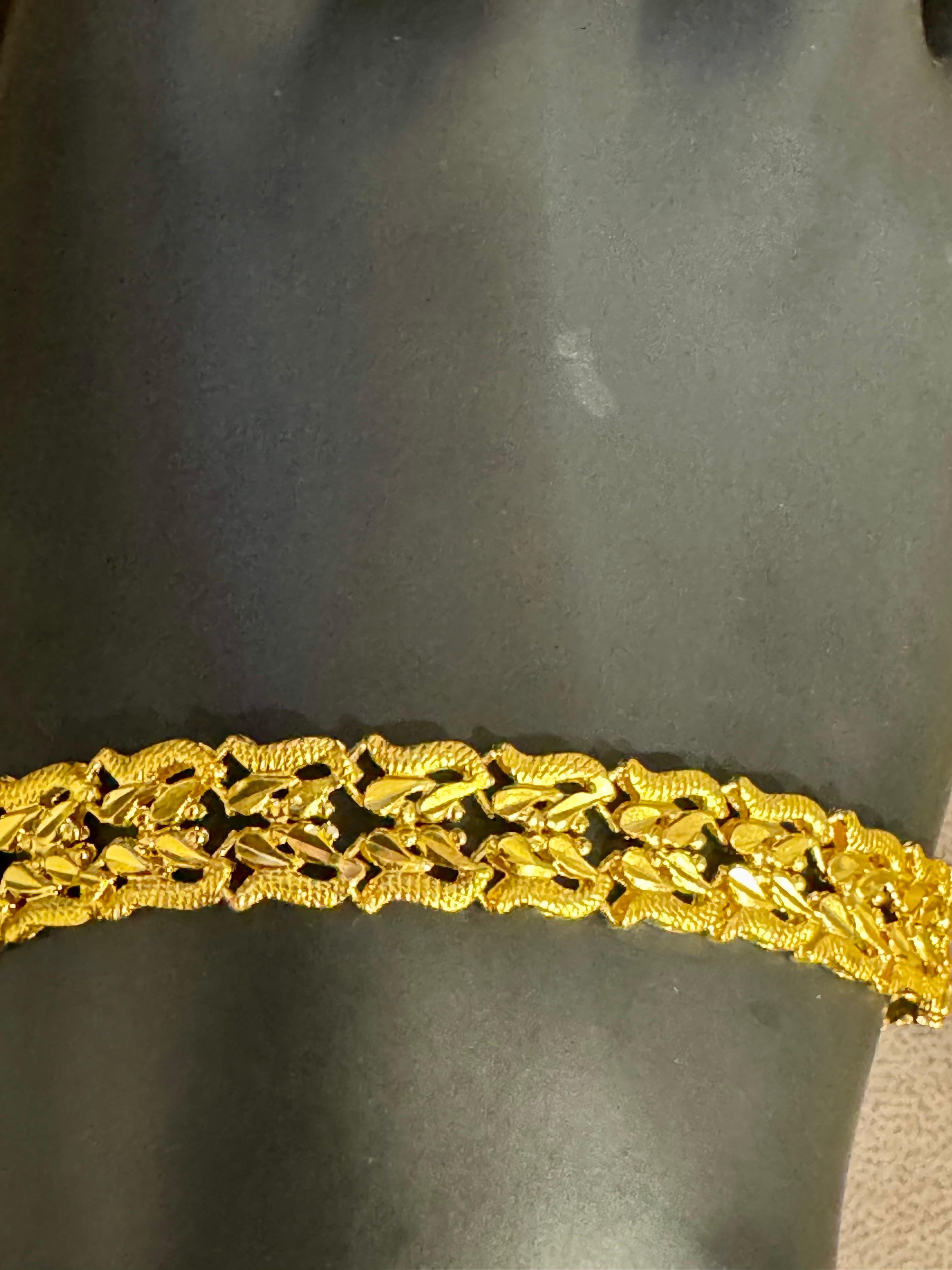 Bracelet unisexe en or jaune pur 24 carats, 15,4 gm, 7 INCH Unisexe en vente