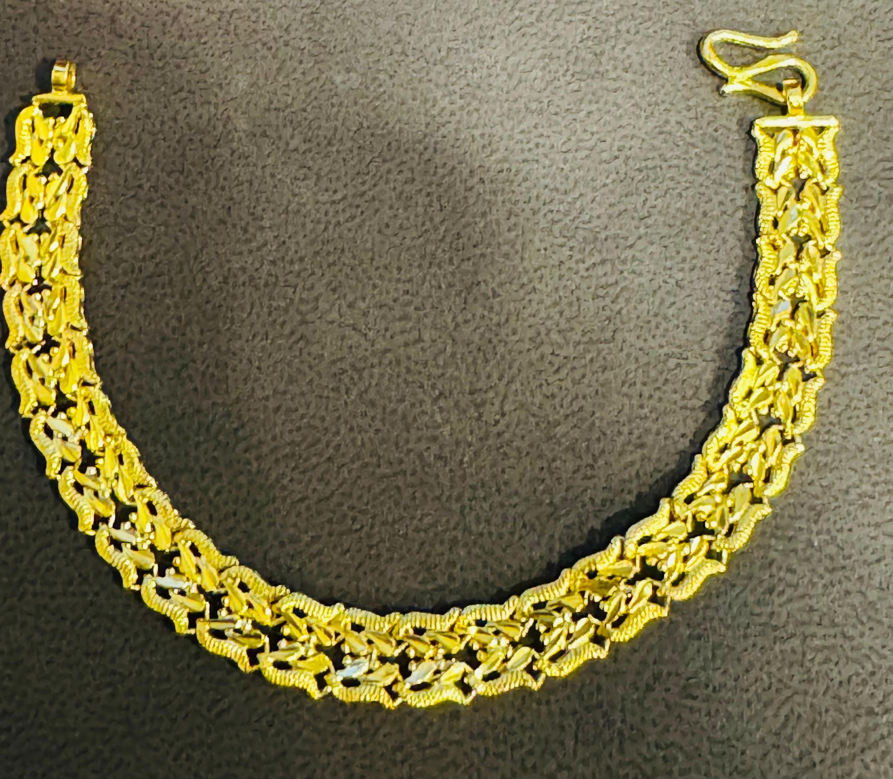 Bracelet unisexe en or jaune pur 24 carats, 15,4 gm, 7 INCH en vente 2