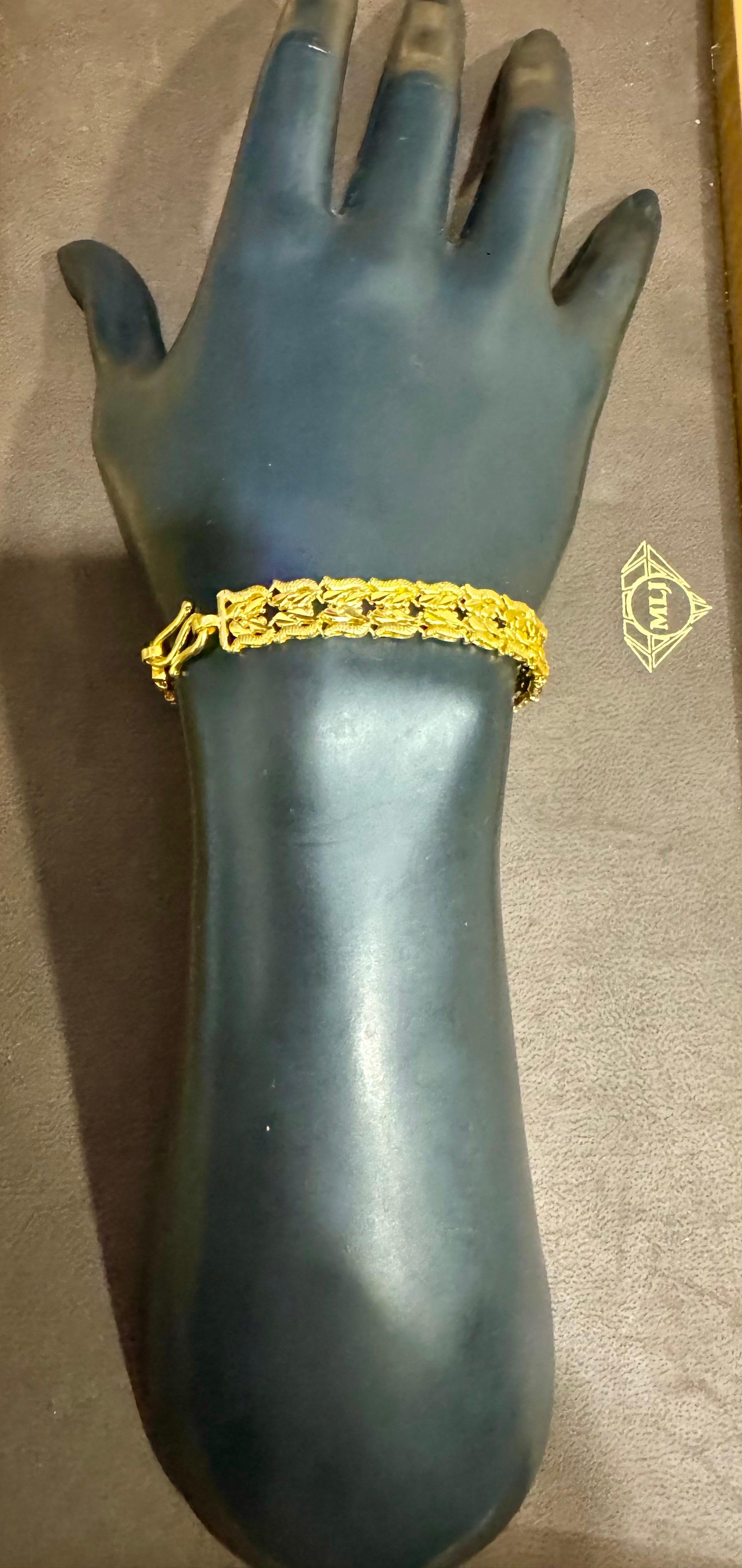 Bracelet unisexe en or jaune pur 24 carats, 15,4 gm, 7 INCH en vente 5