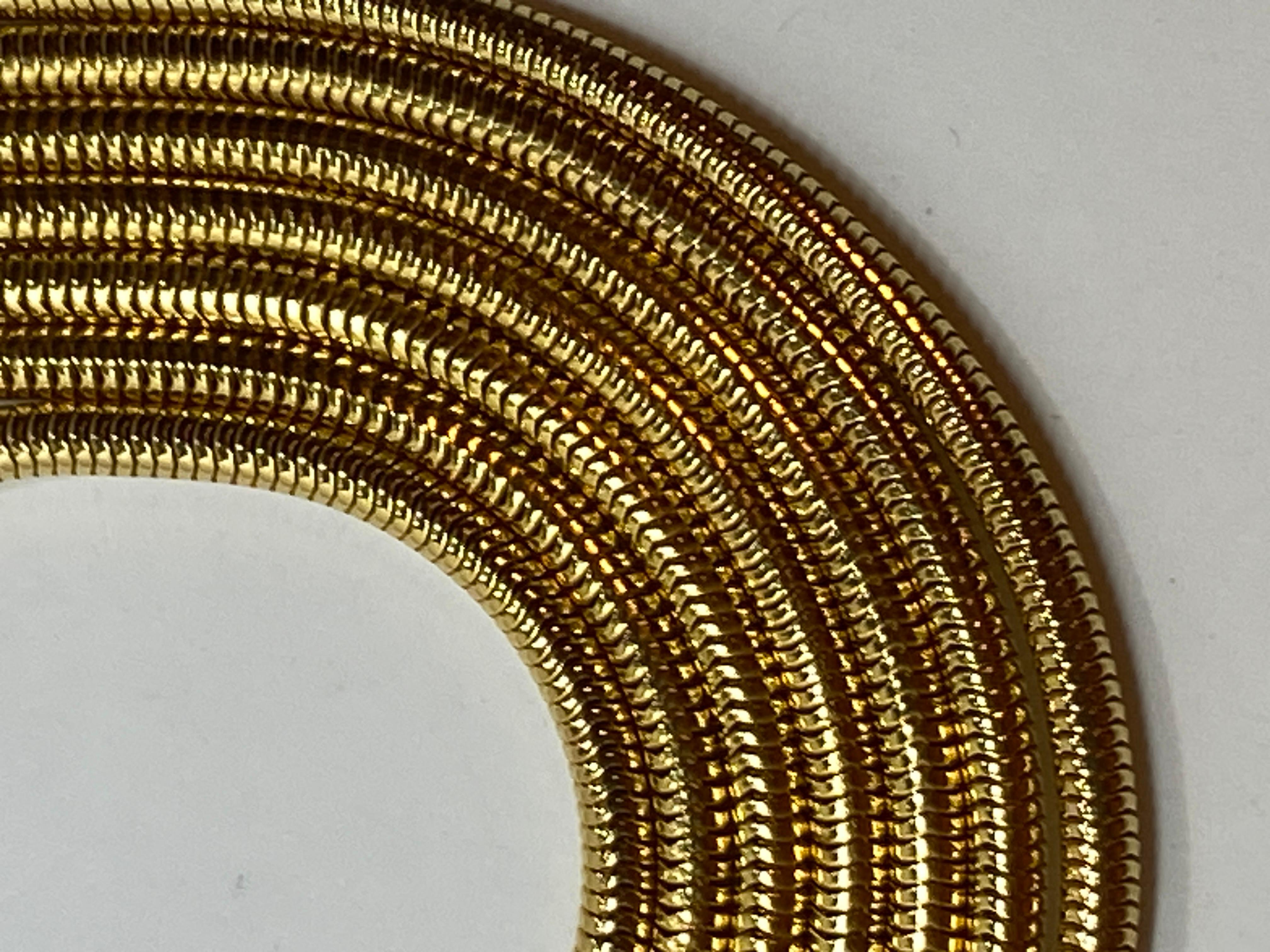Multi-Linked Smooth Snake-Link Polished Gold Hardware Necklace For Sale 4