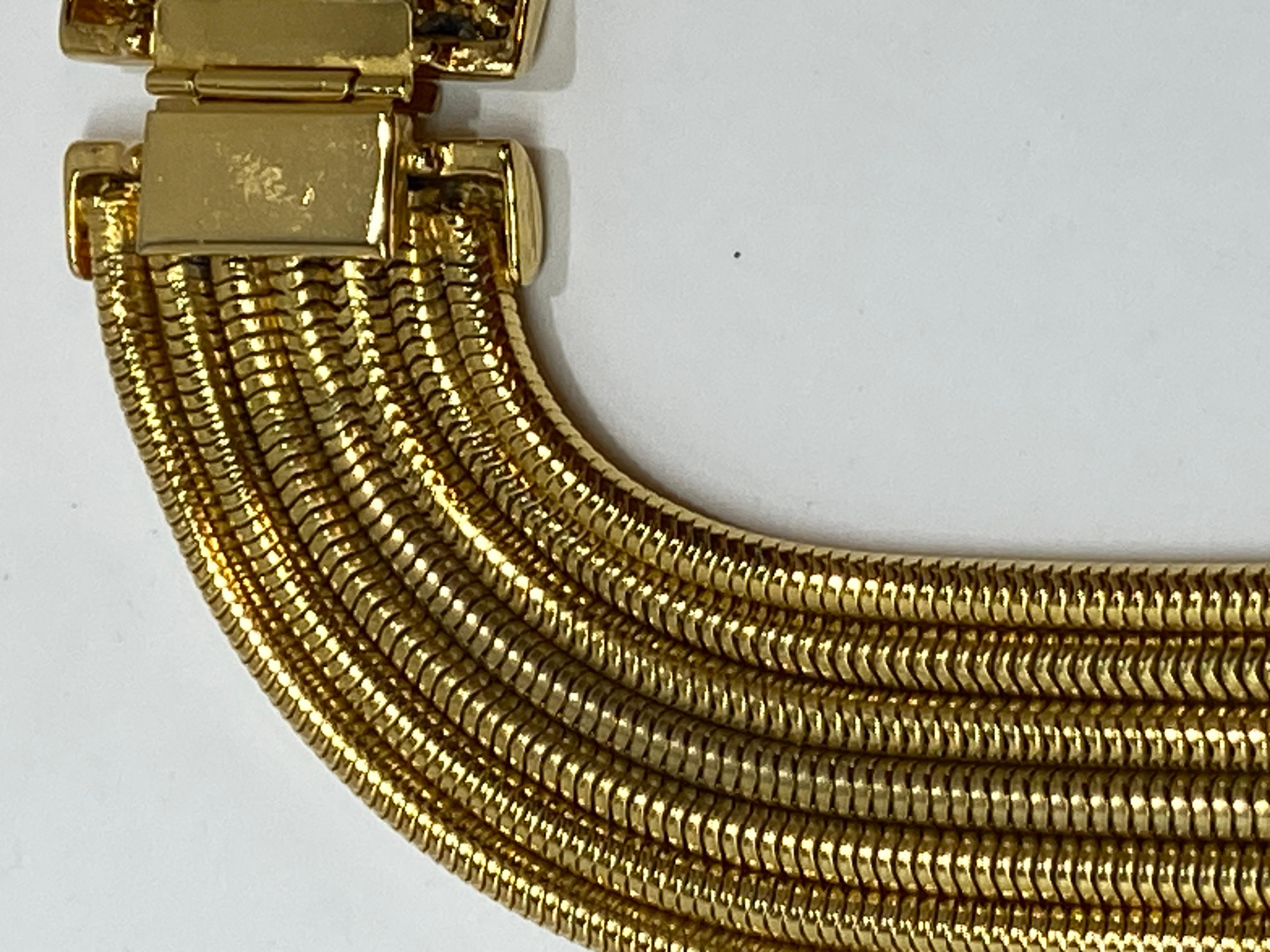 Mehrgliedrige glatte Schlangenglieder-Halskette mit polierten Goldbeschlägen im Angebot 13