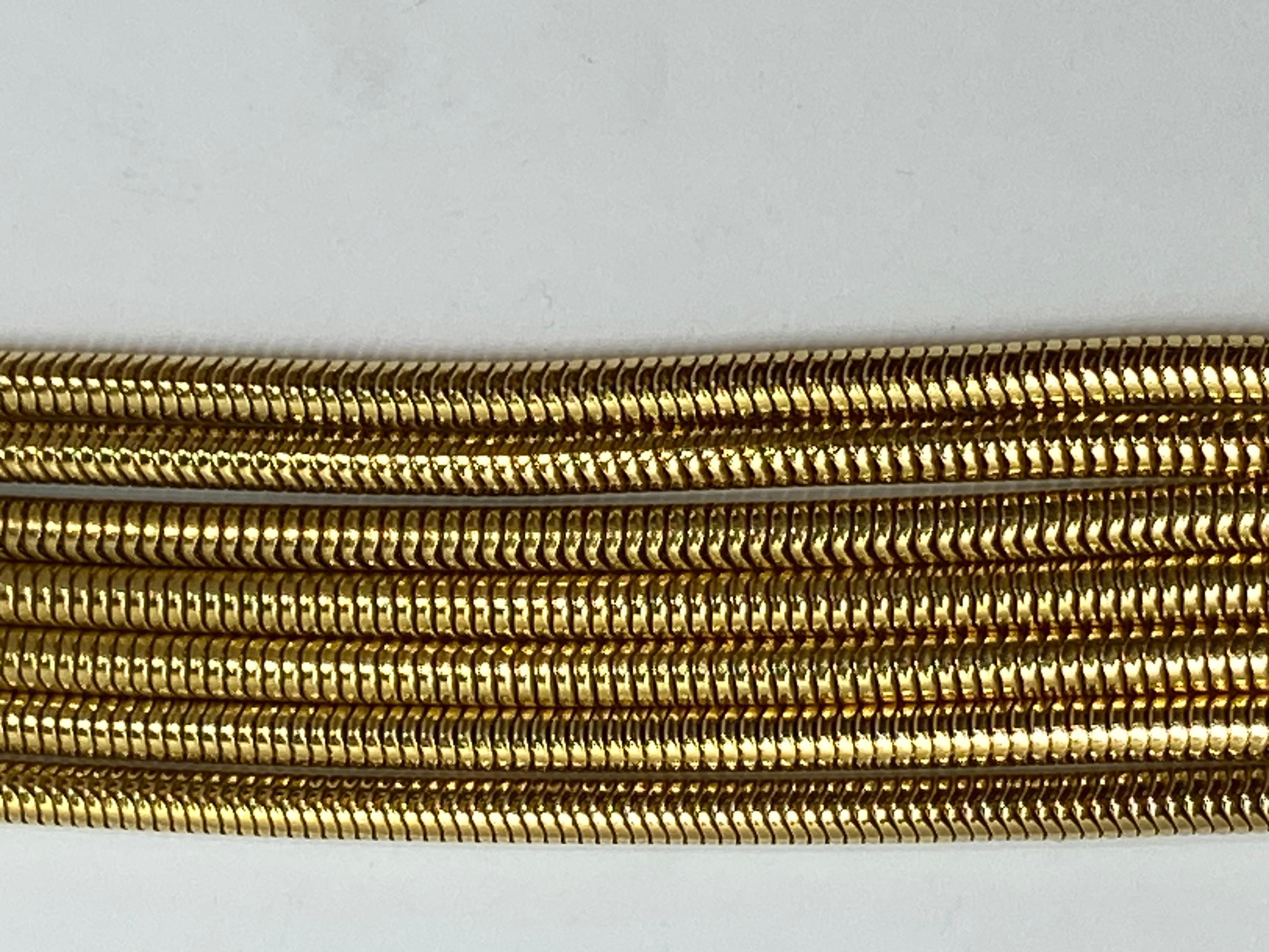 Artisan Multi-Linked Smooth Snake-Link Polished Gold Hardware Necklace For Sale