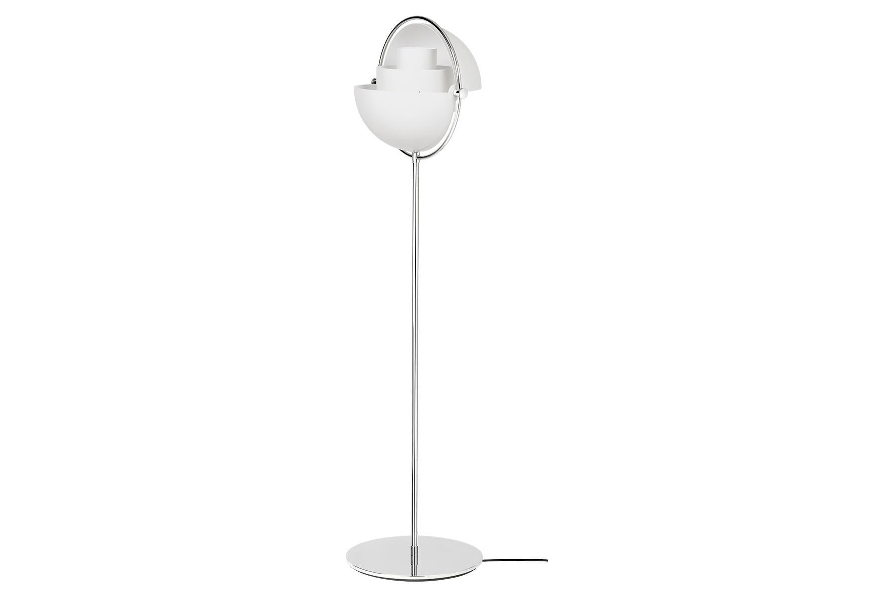 Mid-Century Modern Multi-Lite Floor Lamp, Chrome and White For Sale