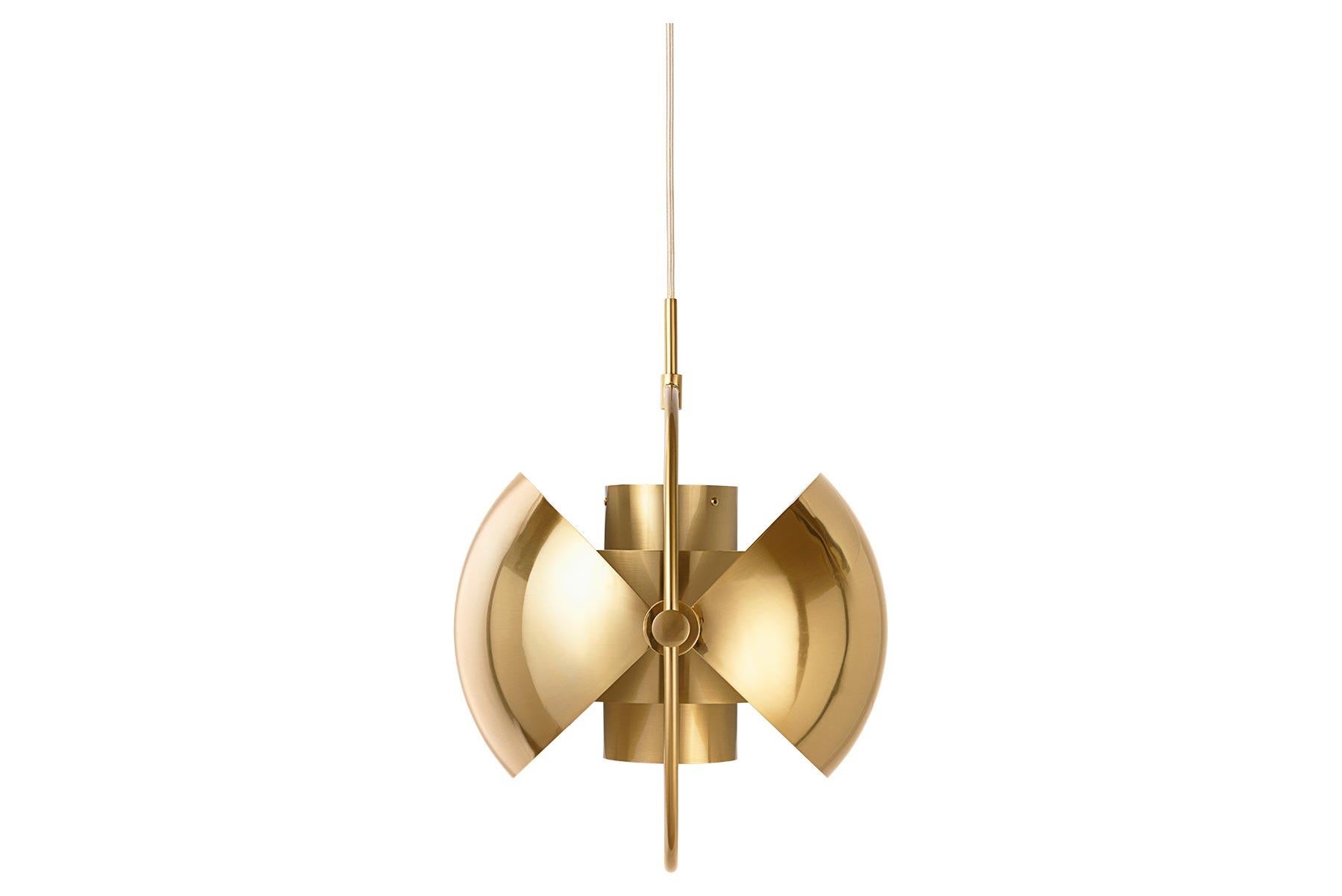 Mid-Century Modern Multi-Lite Pendant, Brass For Sale