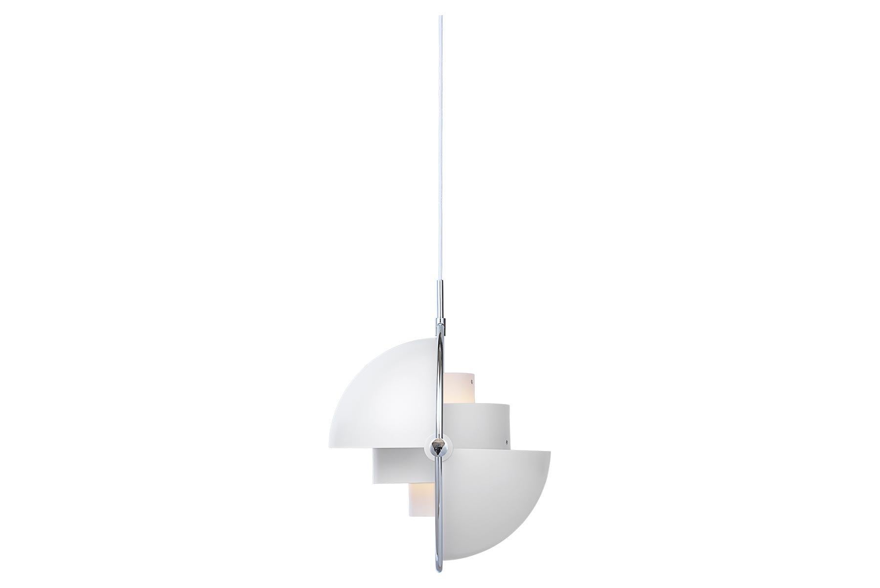 Danois Lampe à suspension multi-lites, chrome, blanc en vente
