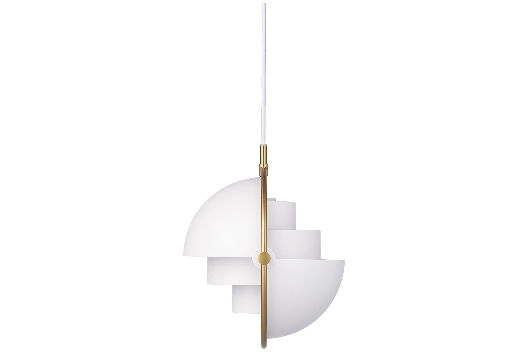 Lampada a sospensione Multi-Lite, piccola, ottone, bianco in vendita 2
