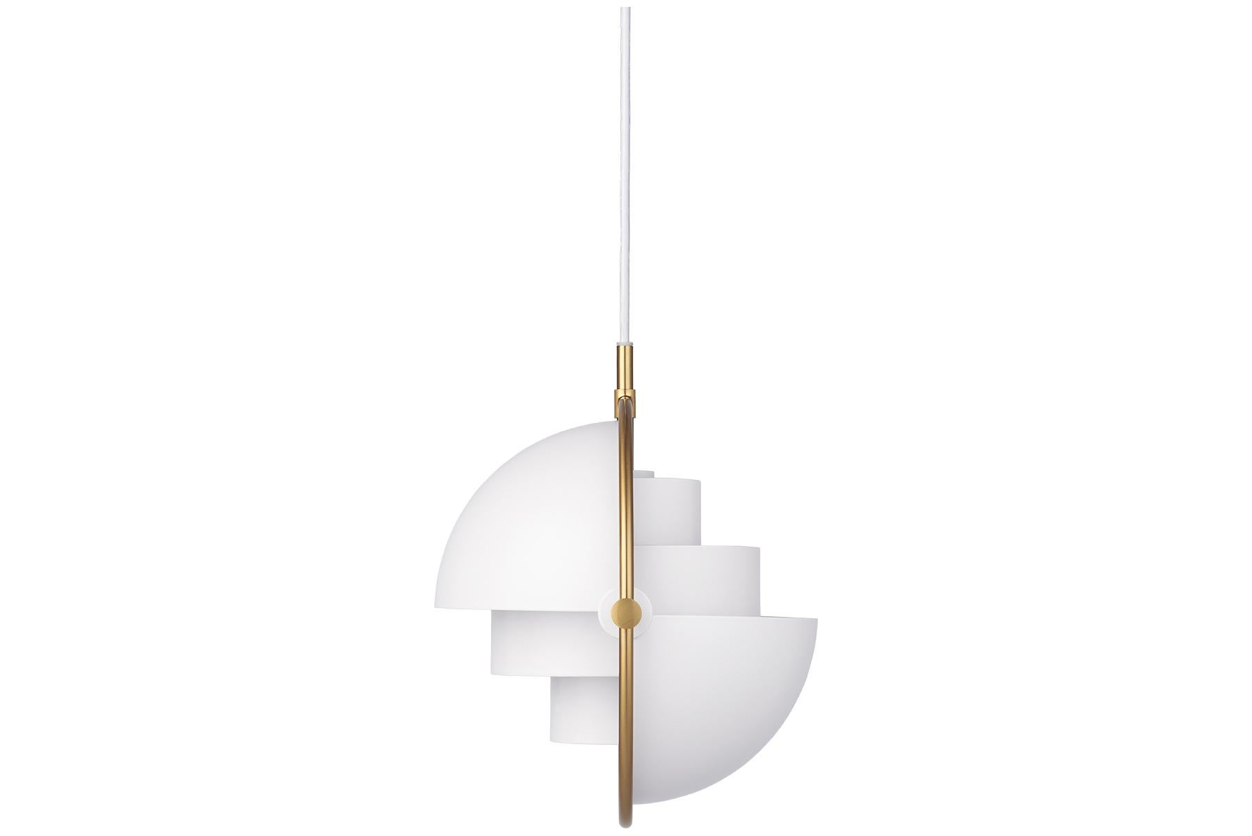 Lampe à suspension multi-lites - Petite, laiton, blanc en vente 2