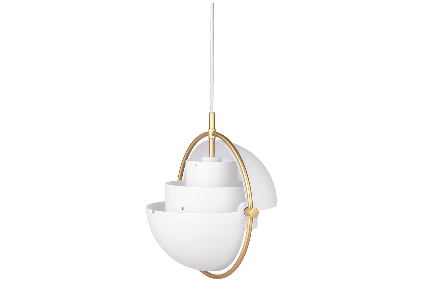 Multi-Lite Pendant Lamp, Small, Brass, White For Sale 4